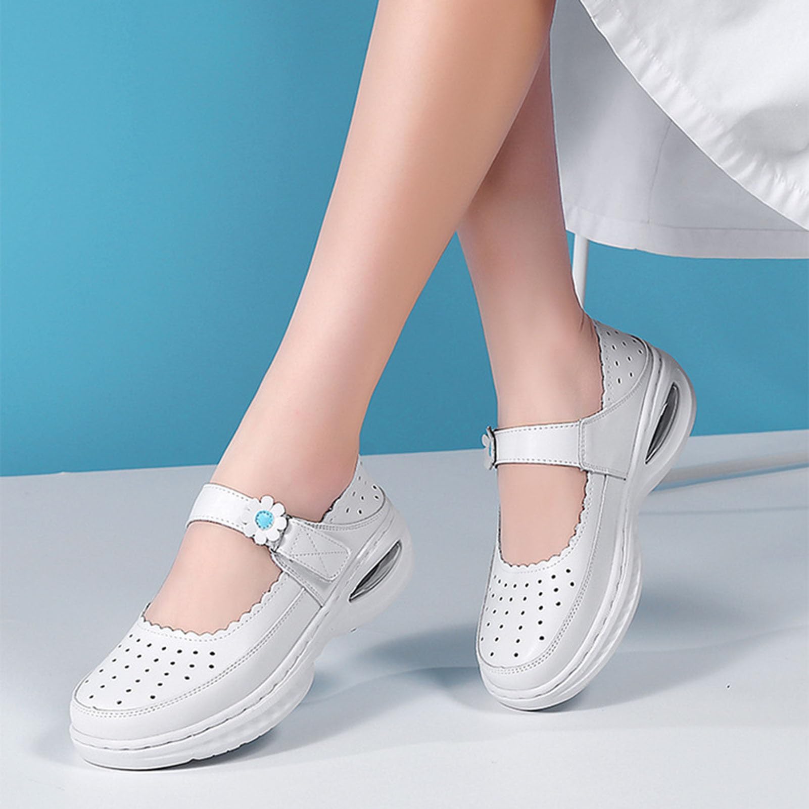 Chaussures d'infirmière légères pour Femmes, en Cuir antidérapant, Confortables pour Rester Debout Toute la journée