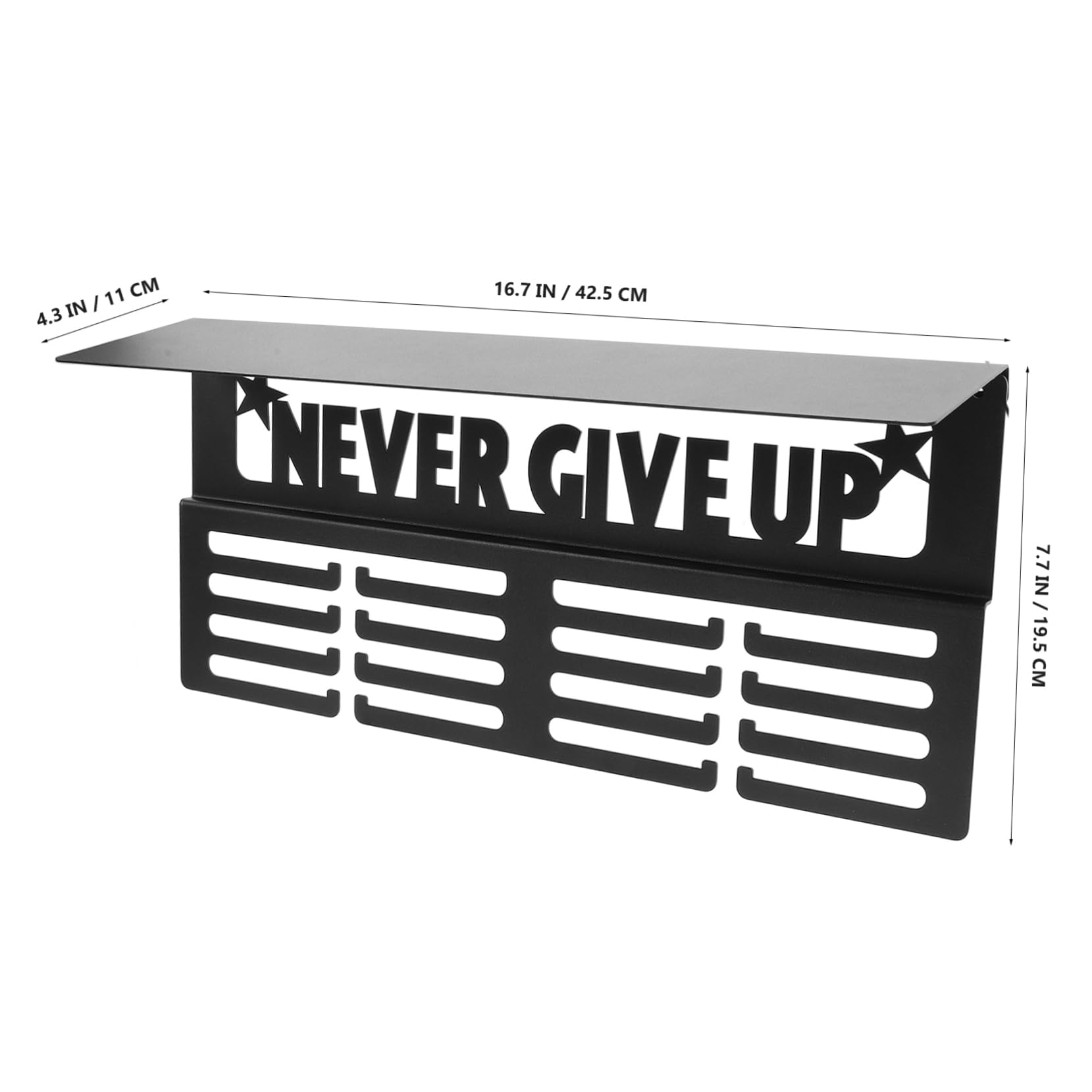 POPETPOP Expositor de Medallas Estante y Ganchos, Soporte Medallas Deportivas para Pared, Hierro Negro, Diseño Duradero y Ahorro de Espacio para Hogar
