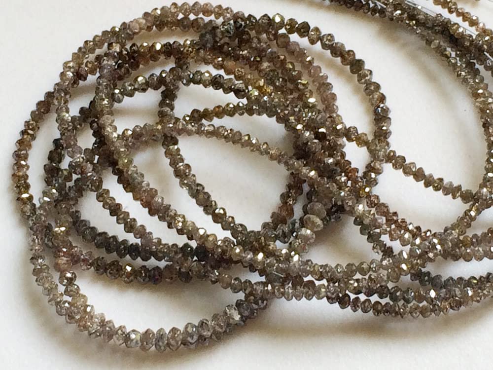 1,5-2,5 mm brązowe musujące koraliki z fasetowanych diamentów, brązowe koraliki z fasetowanymi diamentami Rondelle, brązowe koraliki do biżuterii (opcje od 4 cali do 16 cali), 1,5 MM - 2,5 MM