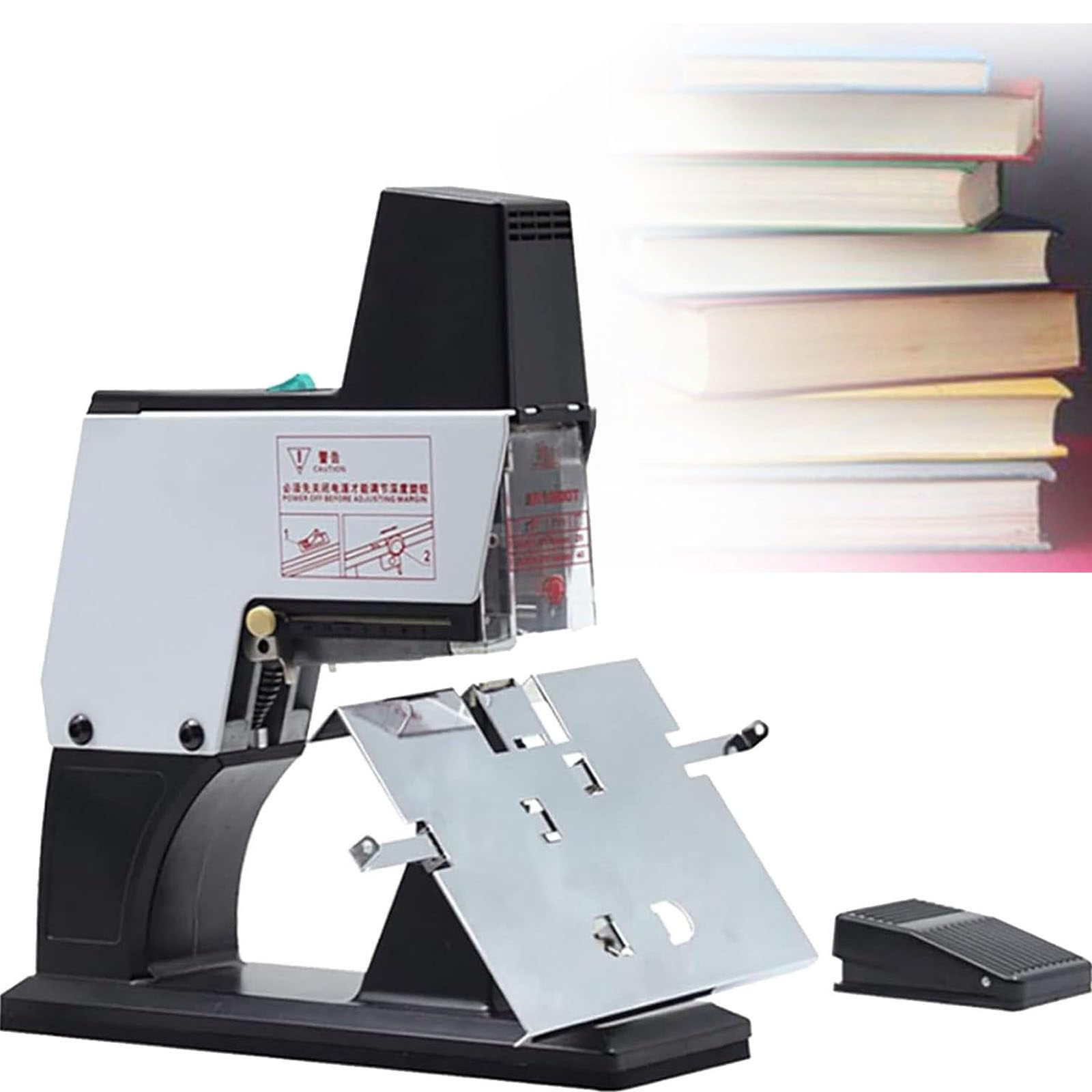 Cucitrice Elettrica per Ufficio,Cucitrice Piatta/A Sella,con Pedale, Regolazione a 9 Livelli,40 Pagine Rilegate da 80 G,profondità di Rilegatura 100 Mm,per Casa,Scuola
