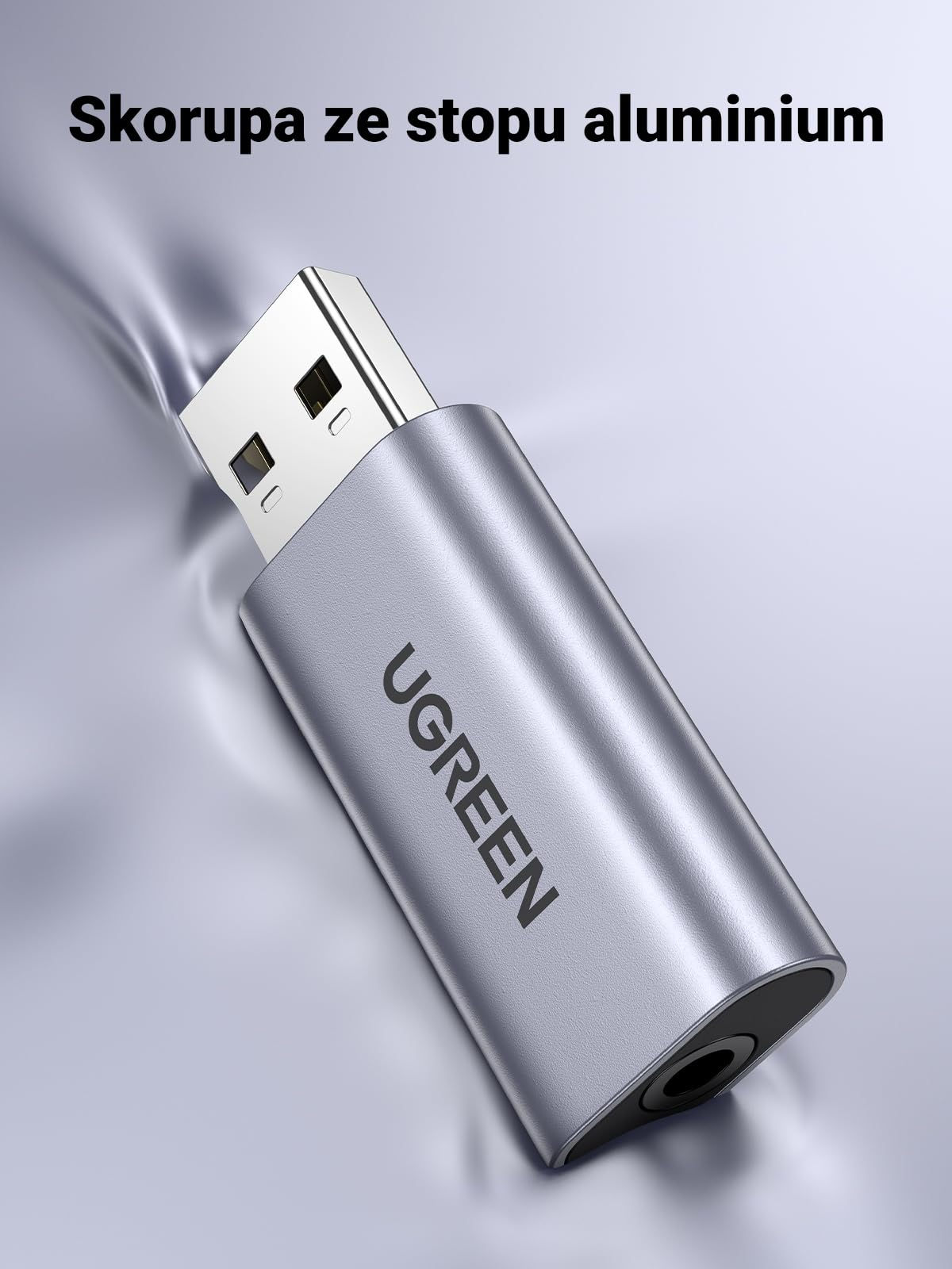 UGREEN Zewnętrzna Karta Dźwiękowa USB 2 w 1 USB do 3,5 mm Adapter Audio Jack Karta Dźwiękowa Aluminiowa Stereo Audio dla Windows, Mac, Linux