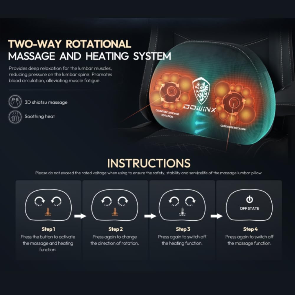 Dowinx gaming chair showing recline angles