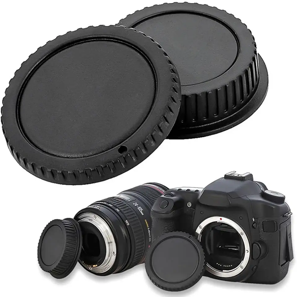 Kit Tampa Traseira Lente + Tampinha Frontal Corpo Compatível Com Câmeras Canon Sem Logomarca
