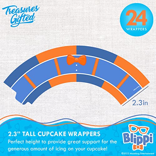 Treasures Gifted Blippi Cupcake Toppers And Wrappers 24Ct - Blippi Cupcake Decorations - Blippi Dessert Toppers & Cupcake Kit - Blippi Birthday Party Supplies #TOP2