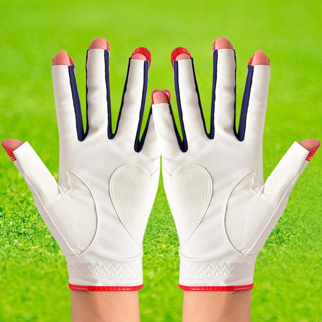 ふんわりエナメル立体りぼんグローブ両手 指先開き ゴルフ グローブ レディース 両手 指先カット ネイル Sサイズ 12月スーパーsale
