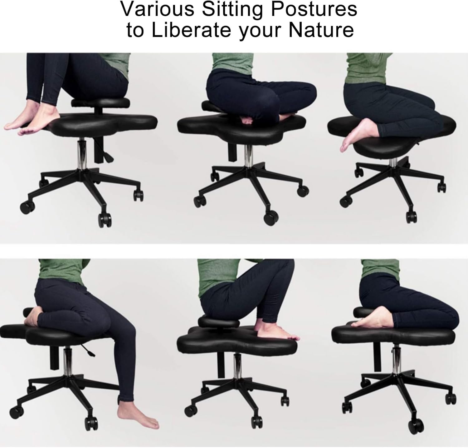 Kneeling Chair, Cross Legged Chair with Wheels, Meditation Chair, Ergonomic Height Adjustable Office Stool, 2 Cushions Orthopedic Chairs, Criss Cross Chair