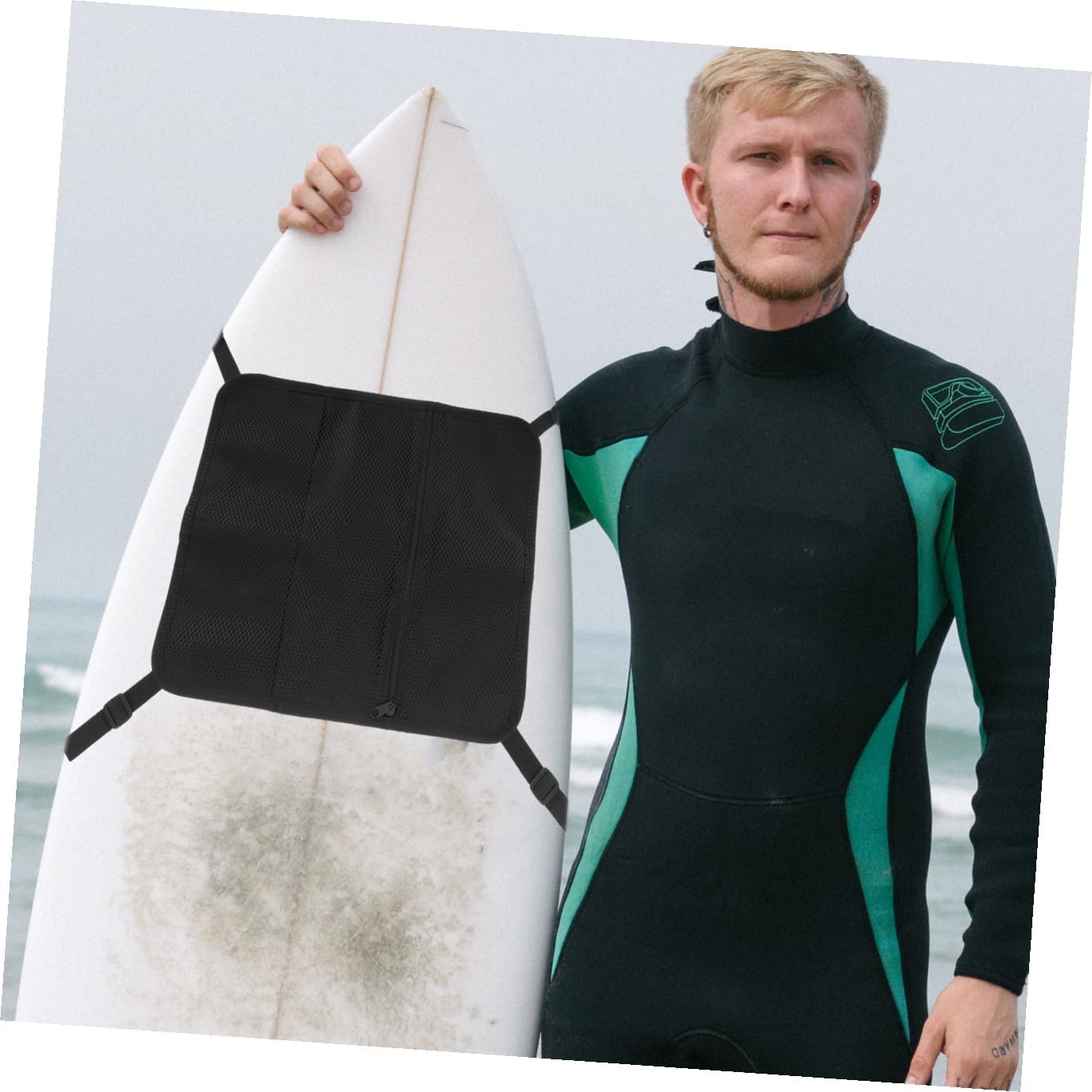 Mesh Bag for Paddleboard and Surfboard, Portable Water Sports Storage Pouch with Breathable Mesh, Kayak and Stand-up Paddleboarding Accessory for Outdoor Use