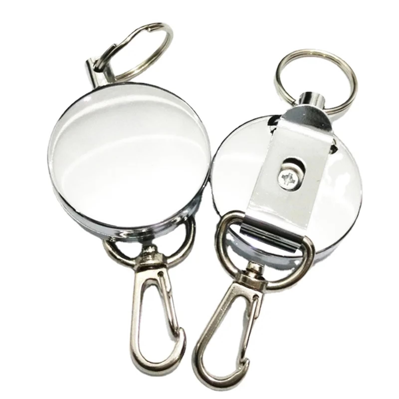 Lot de 10 enrouleurs de badges rétractables en métal pour porte-clés, porte-badge, porte-nom, étiquette d'identification, clip pour carte (n°1)