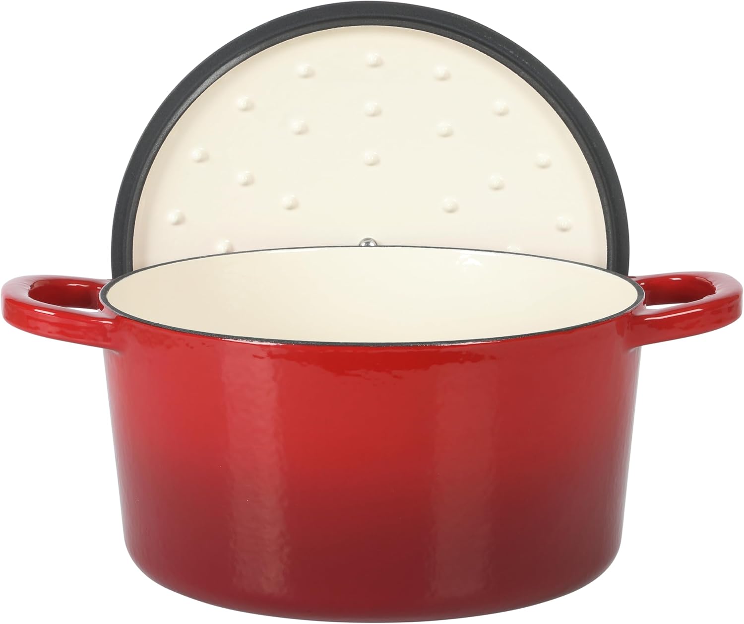 Crock Pot Artisan 6-Quart Round European Enameled Cast Iron Dutch Oven Pot With Lid -Gradient Red