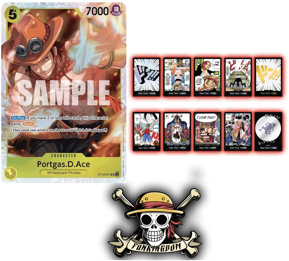 One Piece Card TCG Portgas.D.Ace ST-011 - Ultra Deck: The Three Brothers (ST-13) with Random Don!! & Sticker by Fun Kingdom
