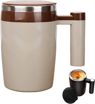 14 oz Rechargeable Self Stirring Coffee Mug, Capacity 380mL Automatic Magnetic Self Stirring Electric Coffee Mug, Stainless Steel Automatic Stirring Cup with Lid bg