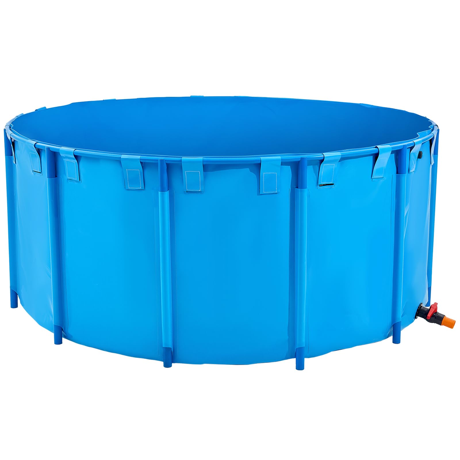 VEVOR Bassin à Poissons Hors Sol, Capacité 4550 L, Étang à Poissons en Toile PVC, avec Cadre Stable en Plastique et Vanne de Vidange, pour Aquaculture, Élevage de Poissons Rouges, Carpes, Koïs, Bleu