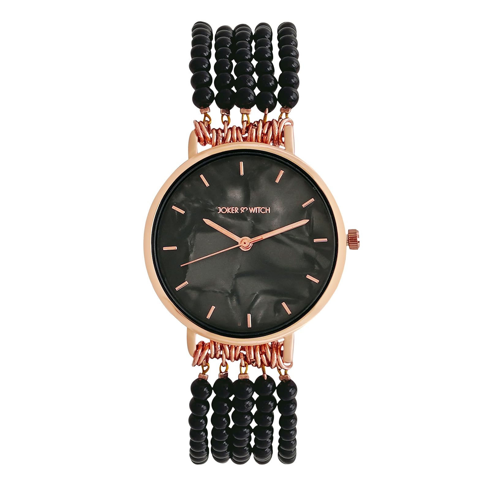 Joker and Witch Alessandra 32mm Watch Length: 19.5 CM Black Dial 18mm Black Metal Alloy Strap Watch for Women-image-42