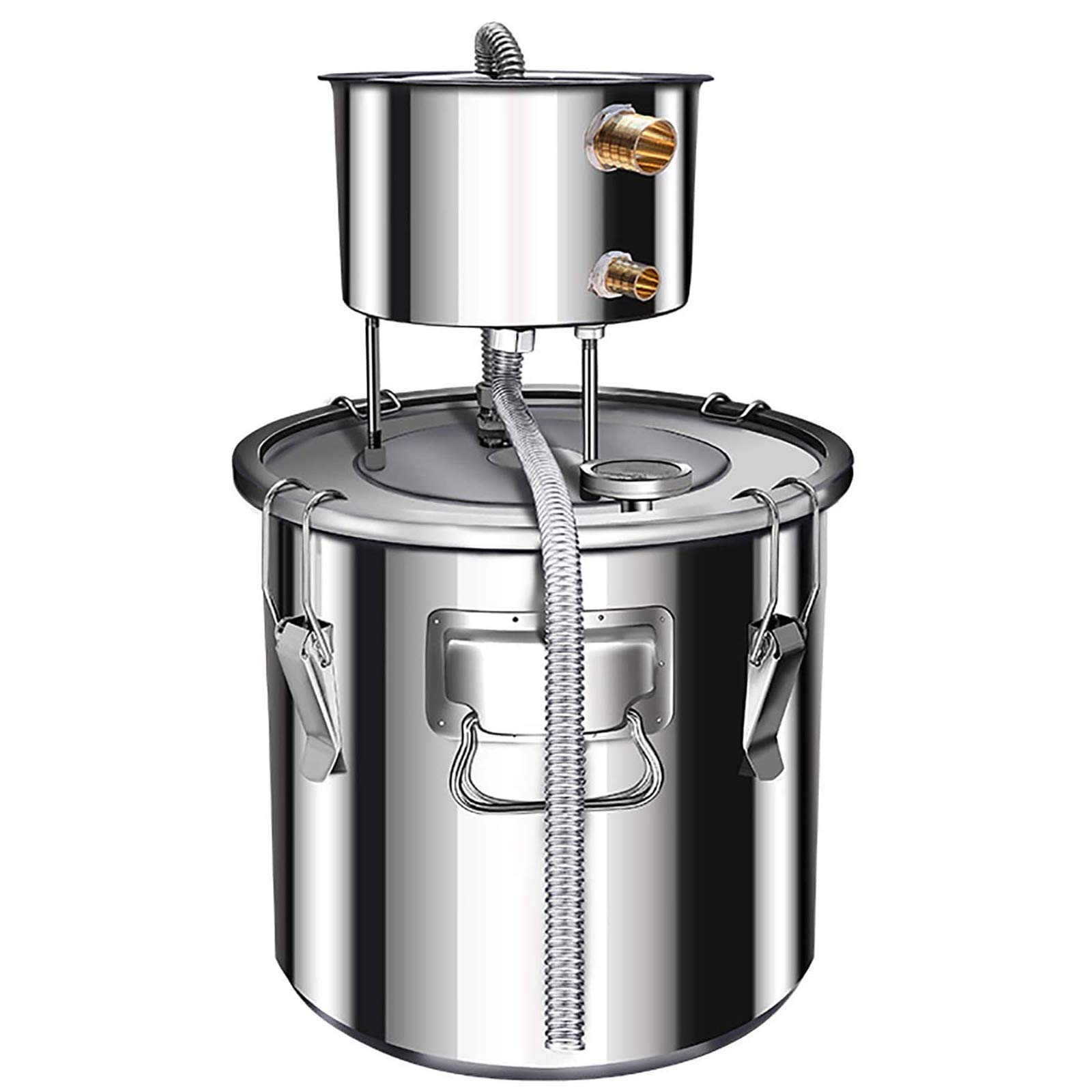 Moonshine Still Copper Water Alcohol Distiller Home Brew Stainless Steel Brewer with Thermometer and Other Tools for DIY Brandy Whisky Wine Essential Oils
