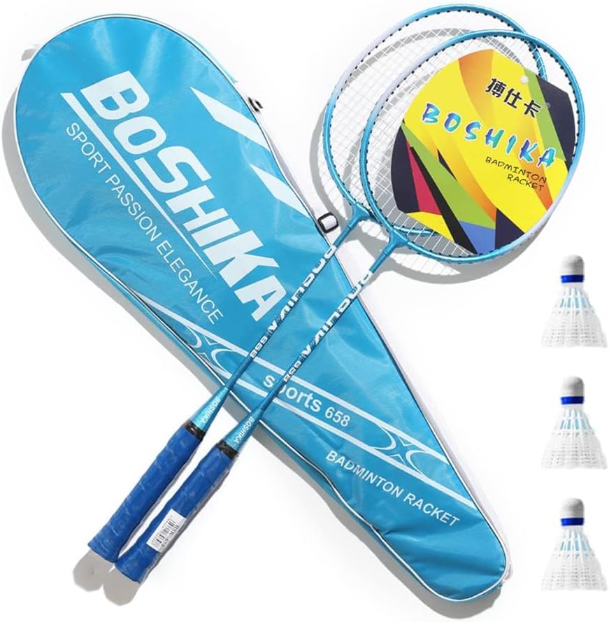 Pro Quality Badminton Racket Set - Training Kit for 2 Players with 3 Birds, a Racket Bag, and 2 Shuttlecocks