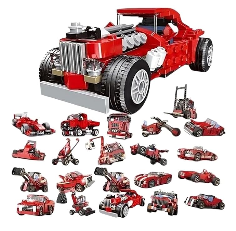 Image of Galaxy Hi-Tech 20-in-1 Magic Building Blocks Set 268+ Pieces Creative Construction Toy for Kids |Includes Instruction Manual Ideal for Boys & Girls Ages 6+ DIY Brick Vintage Car, Truck, Bike Models