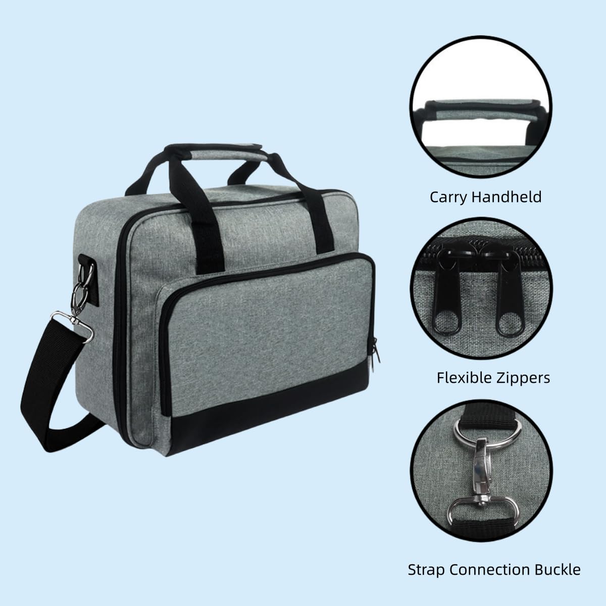 Tragetasche für Epsons CO-W01 Projektor, Tragetasche für Epsons CO-FH02, VS260, ViewSonicss M2W WXGA Projektor mit Taschen und verstellbaren Schultergurten, Grau