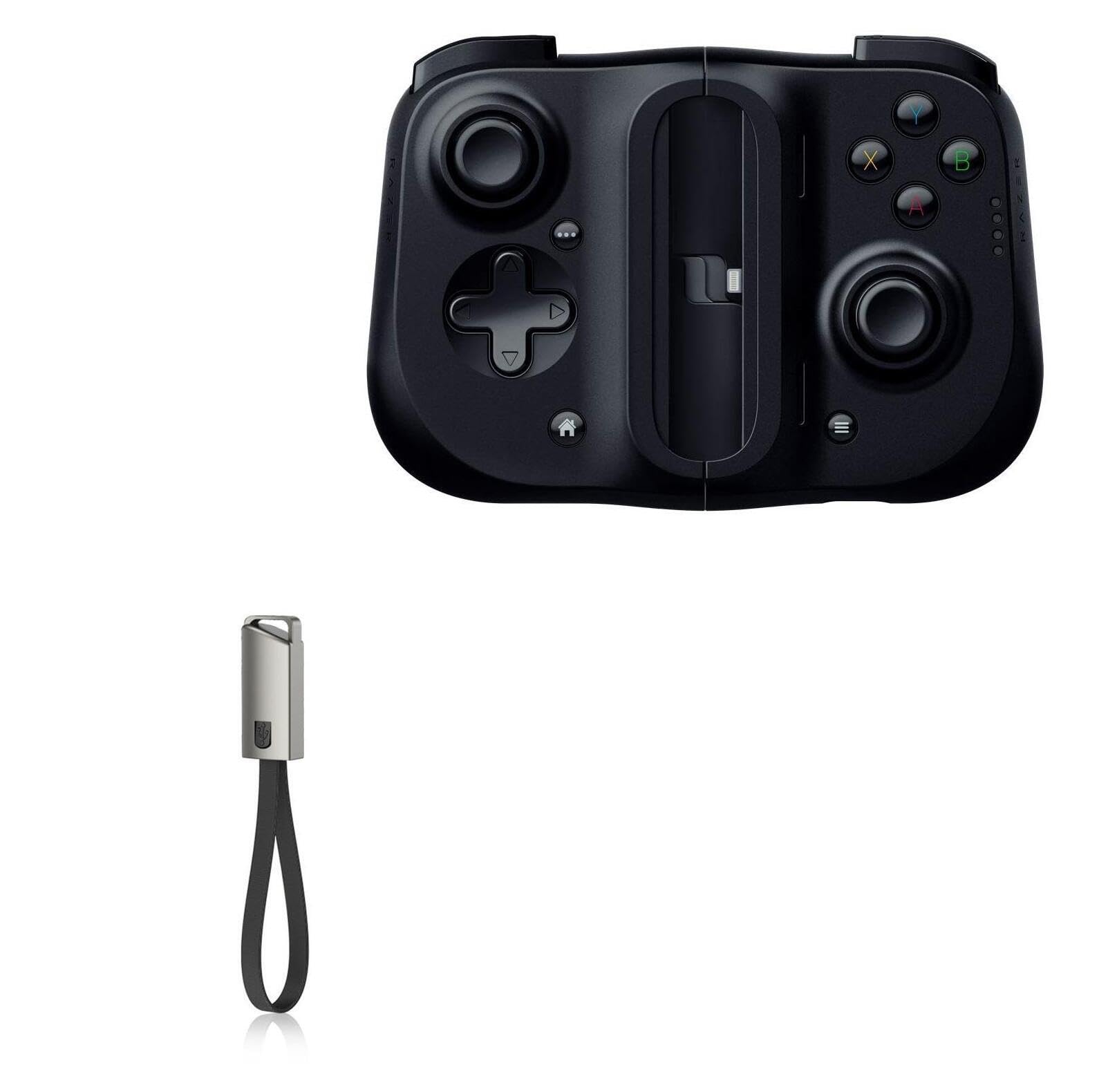 BoxWave Cable Compatible with Razer Kishi - USB Type-C Keychain Charger, Key Ring USB Type-C to Type-A 8 in USB Cable - Jet Black