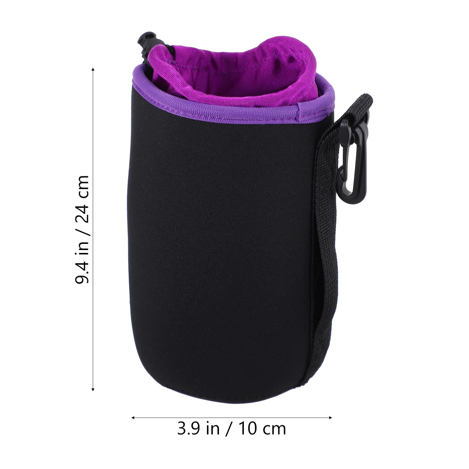 SOLUSTRE Camera Lens Case Black Drawstring Soft Pouch Bag Waterproof Shockproof Size L, Black Purple, 24x10x9cm - Image 3