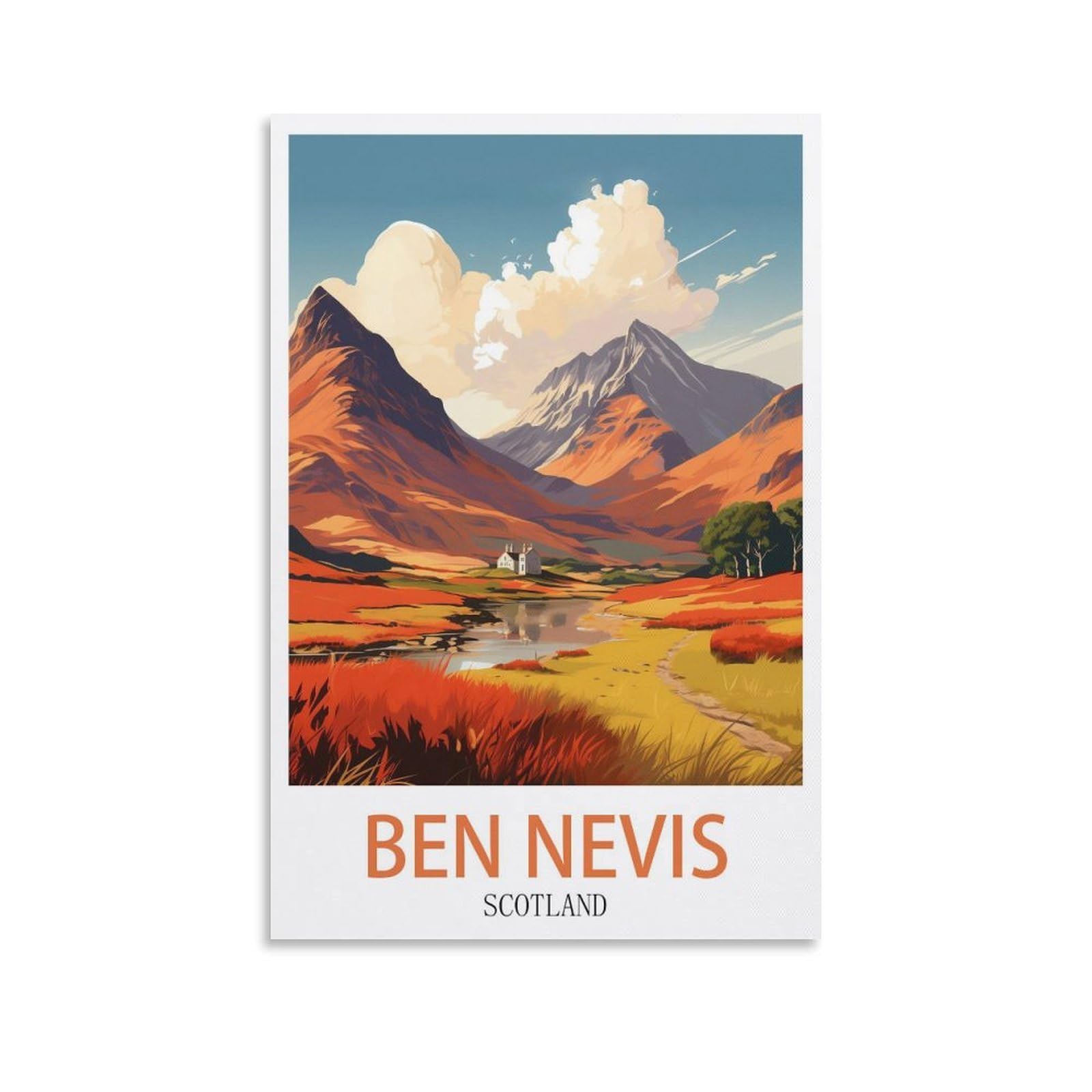 EZMLFA 5D Diamond Art Kits Adults,Ben Nevis Scotland,DIY Cross Stitch Crystal Rhinestone Embroidery Pictures Craft for Home Wall Deco 50x60cm