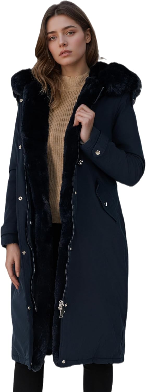 RISISSIDA Women Winter Parka Puffy Coat for Deep Cold,Thicken Puffer Jacket with Long Fur Collar Hooded,Warm Bubble Overcoat - Image 2