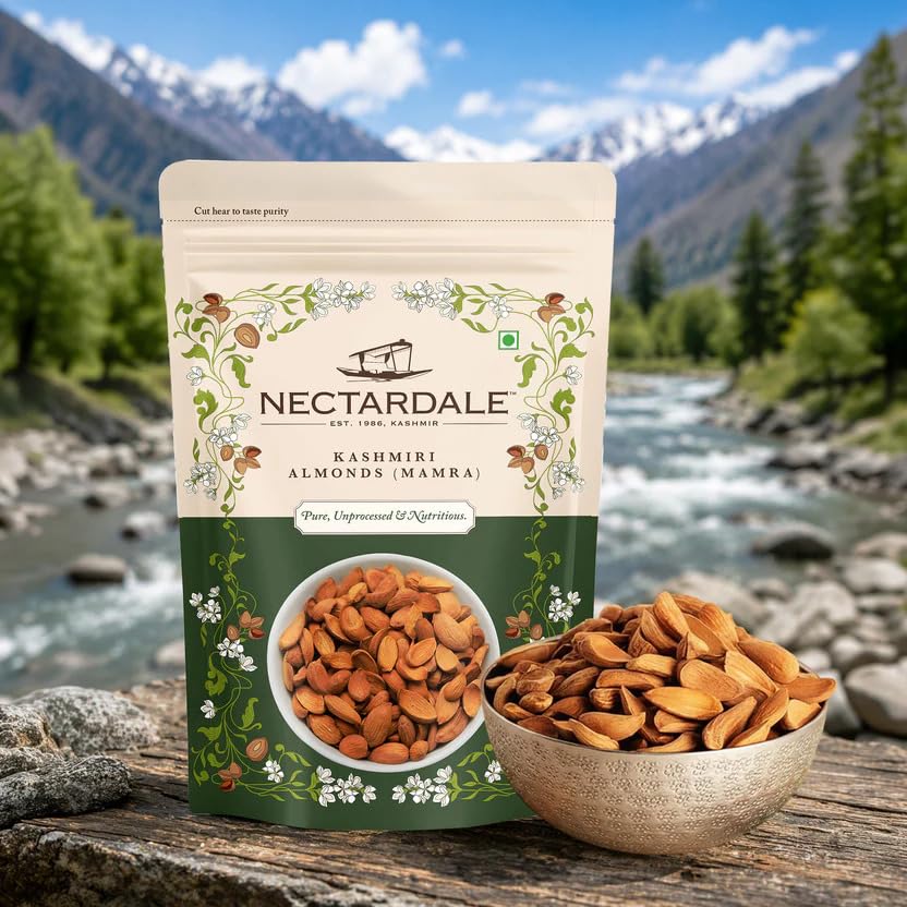 Image of Nectardale Kashmiri Mamra Almonds 250g | Premium Natural Mamra Badam | Crunchy, Rich & Nutritious Almonds | Healthy Dry Fruit Snack for Daily Wellness