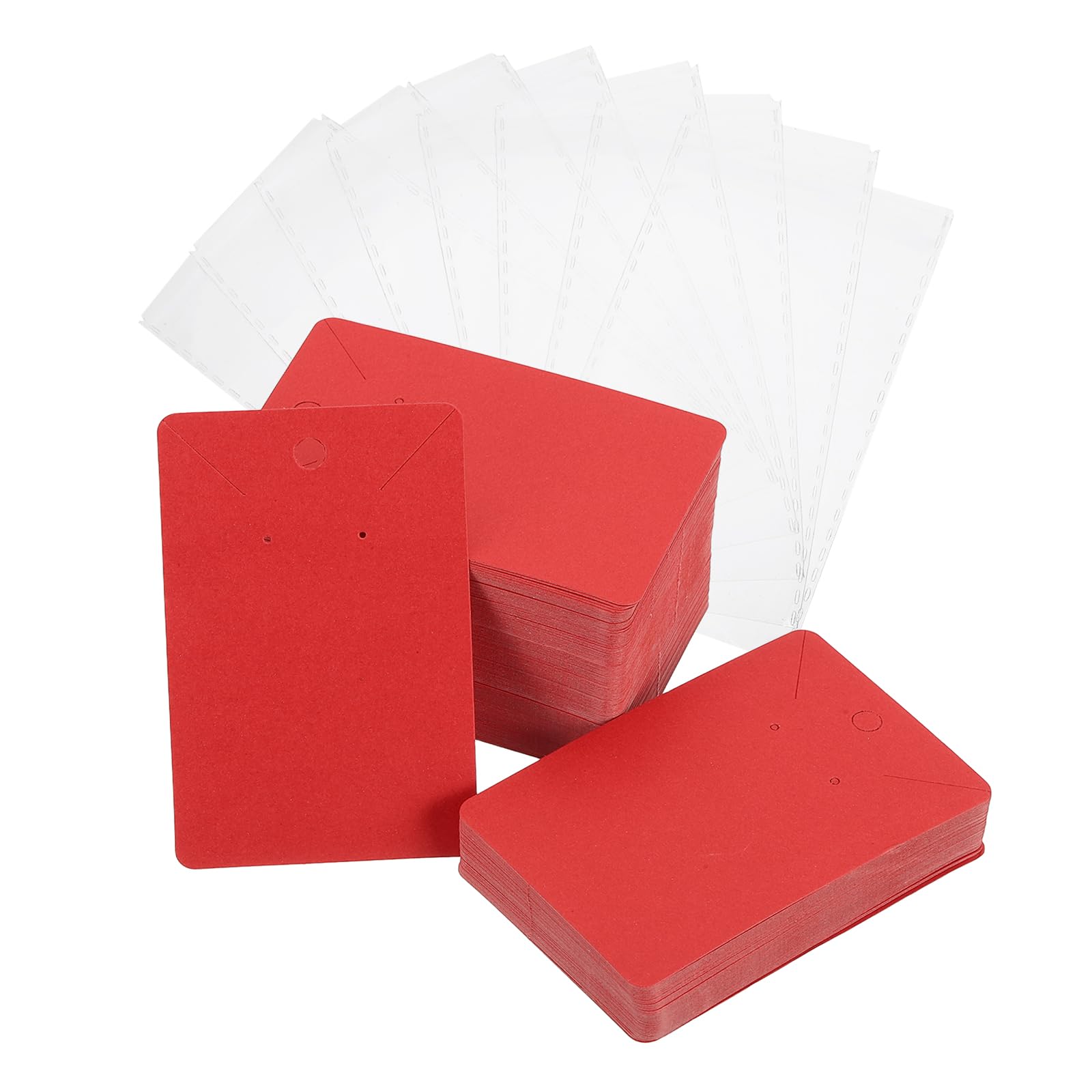 Cartes boucles d'oreilles colliers avec emballages bijoux rouge 200 pièces