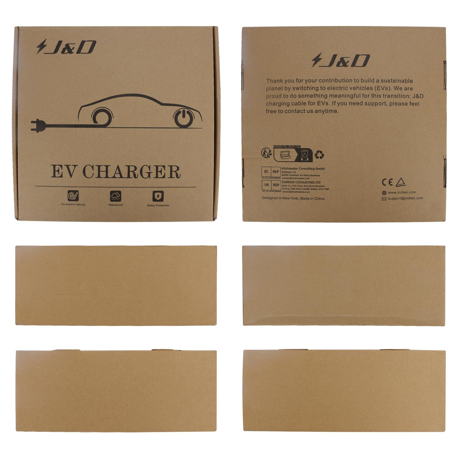 J&D Cable de carga tipo 2, modo 3 / 32 A / 22 kW / 3 fases / 5 metros, modo 3 tipo 2 EV cable de carga para coche eléctrico con bolsa de transporte compatible con modelos S/3/X/Y e-Golf ID.3 i3/i8