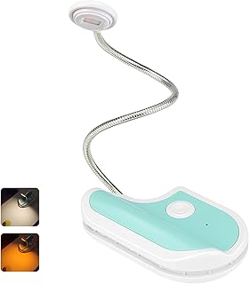 BIGMONAT Rechargeable Book Reading Light Dimmable Bookmark Light,Small Amber Reading Light for Kids in Bed,Portable LED Book Night Light with Rotary Light Neck,Clip on Reading Light in Bed (White)