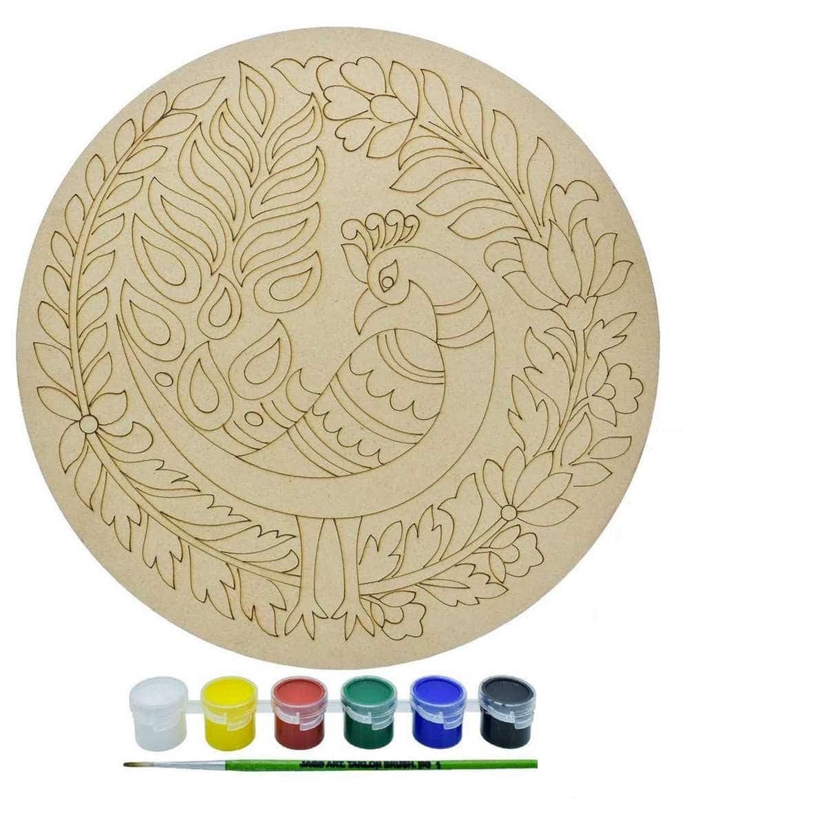 Wooden Board, Art Craft Peacock MDF Wooden Art Boards Pre Marked Painting Craft Work Home, Room Decor Artistic Work Art Craft (29 cm)-image-41