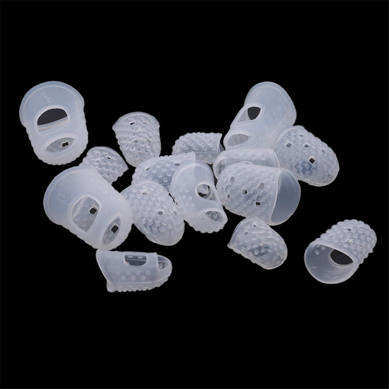 ZALING 15 Pcs Silicone Thimble Tip Hollowed Breathable Freely for Withnail DIY Sewing Needlework Accessory Transparent