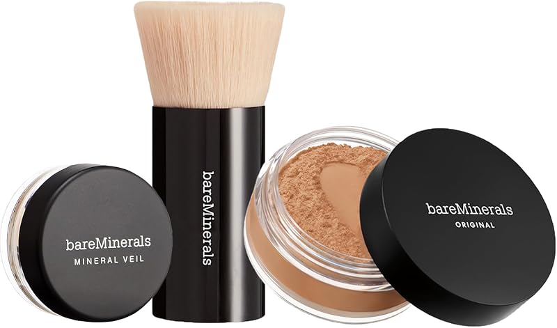 Original Get Started Kit, 3-Piece Makeup Set Includes Full-Sized Original Loose Mineral Foundation SPF 15, Travel-Sized Beautiful Finish Brush & Original Mineral Veil Setting Powder