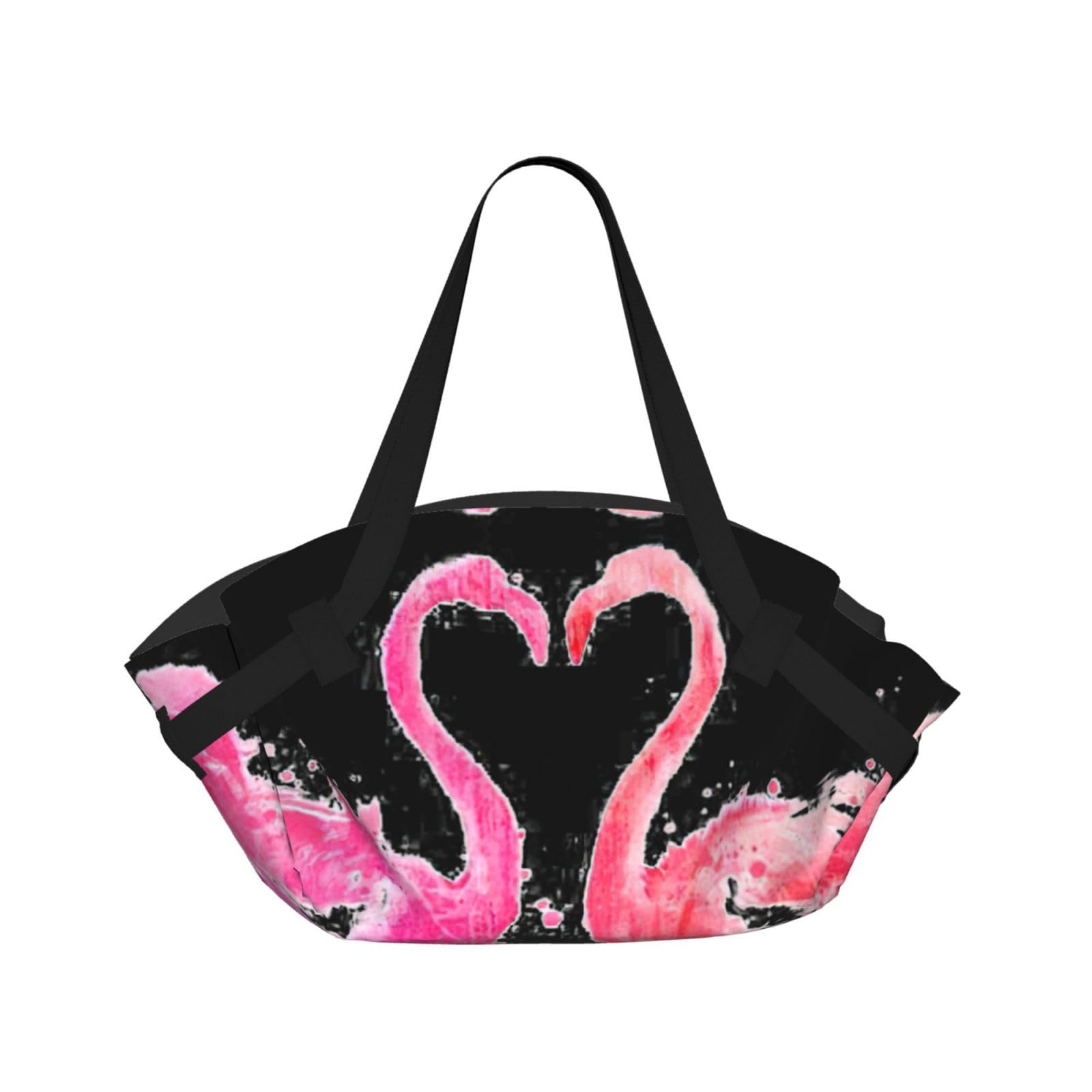 WYCZHY Ink Flamingos Printed Foldable Round Picnic Blanket Converts to Carry Bag, 37in Mat for Camping Date Night