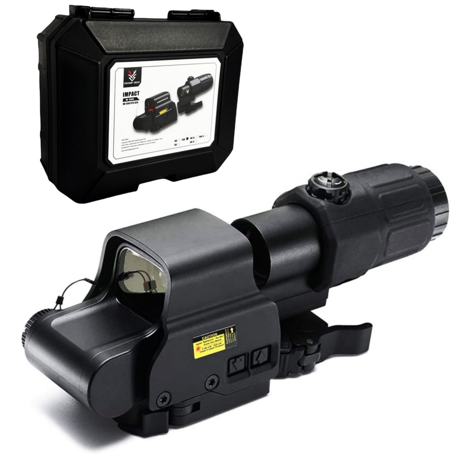 558 Holographic Sights 3X Magnifier Combo,558 Red Dot Holographic Reflex Sight and G33 Magnifier Combo. (Black)