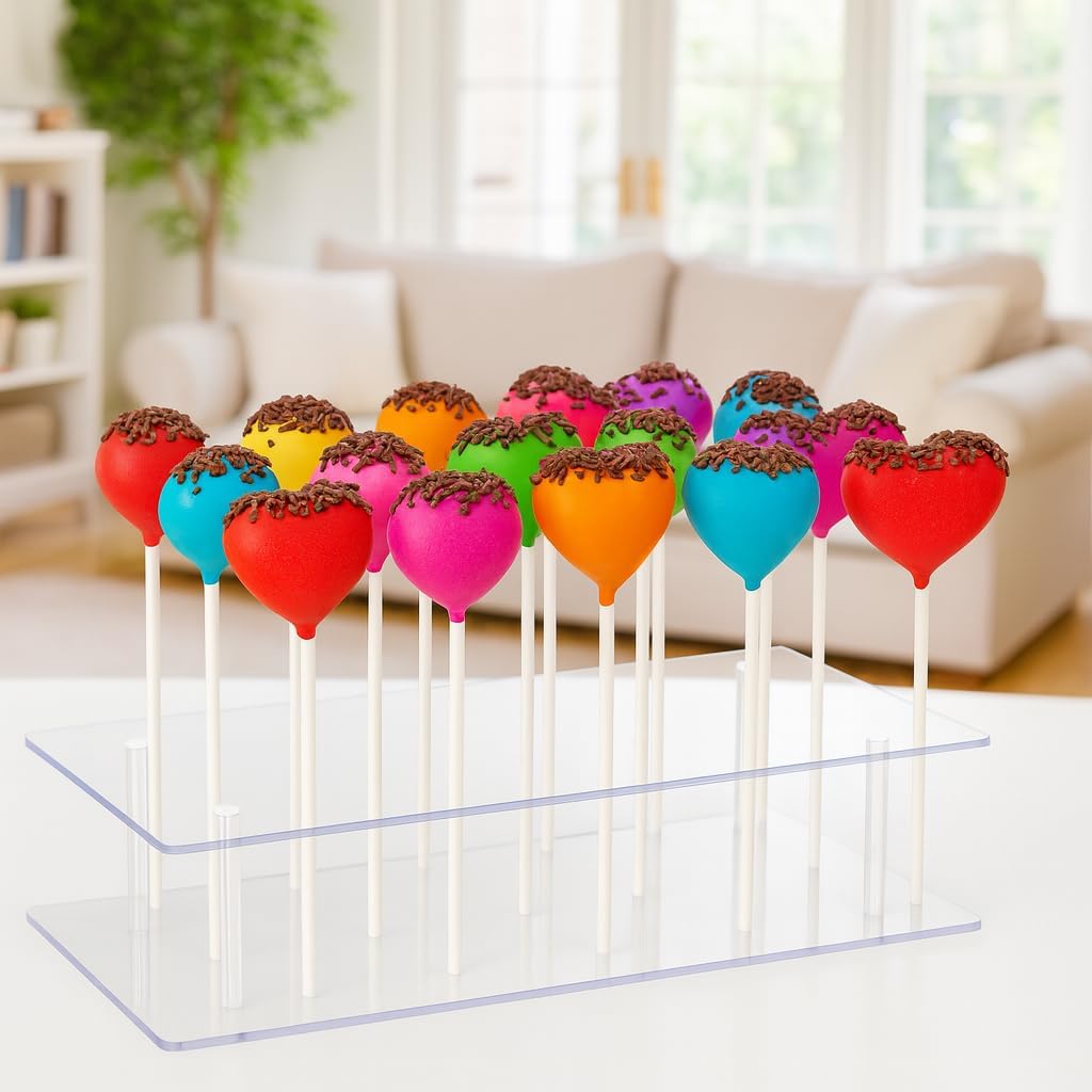 Cake Pop Stand - 21 Holes Lollipop Display Stand,Acrylic Cake Pops Holder Disply for Weddings, Baby Showers, Birthday, Party,Halloween Candy Decorative - Image 6