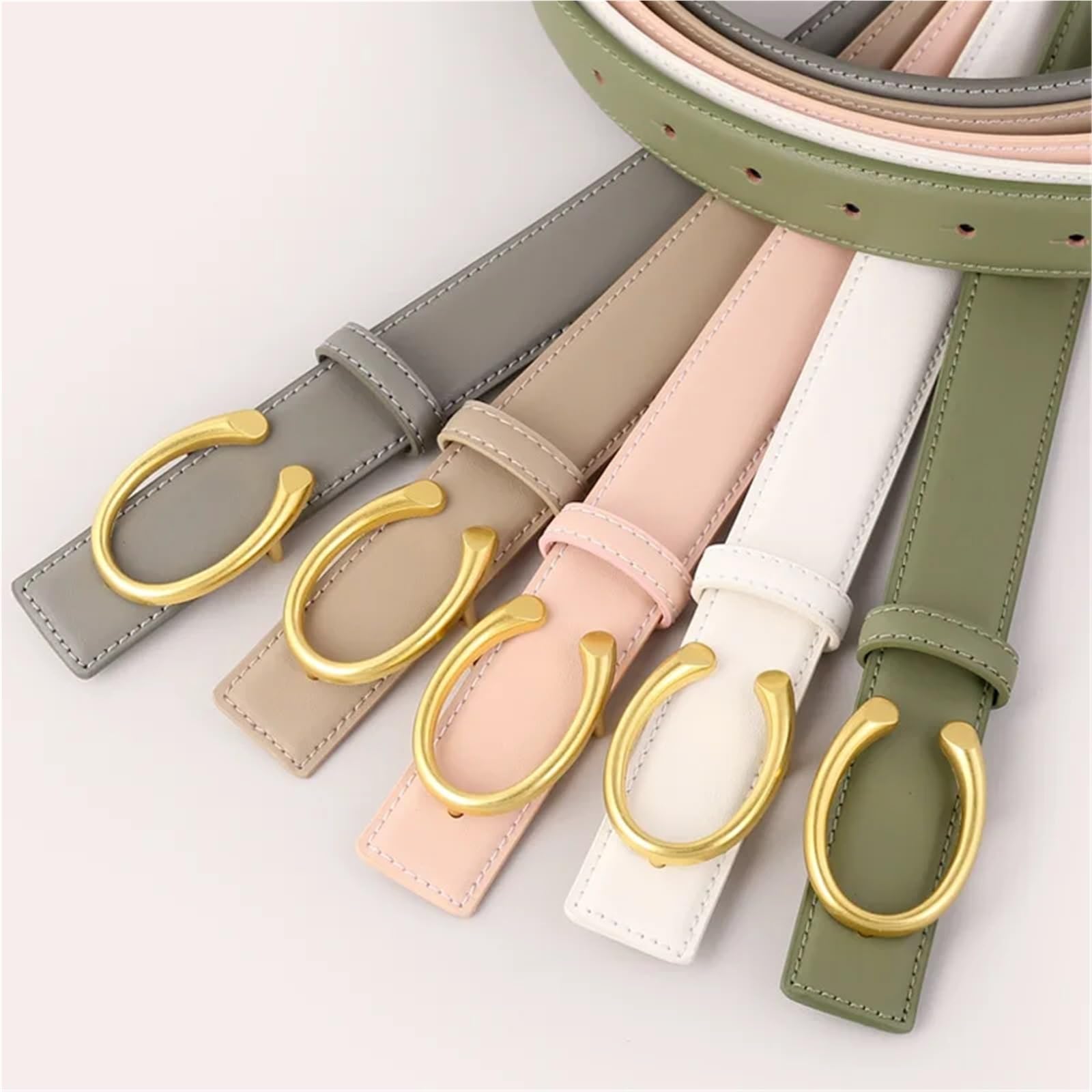 Ceinture en cuir véritable for femmes, 2 pièces, Simple et polyvalente, avec boucle à aiguille détachable, décoration, associée un jean pantalon Pour Femme
