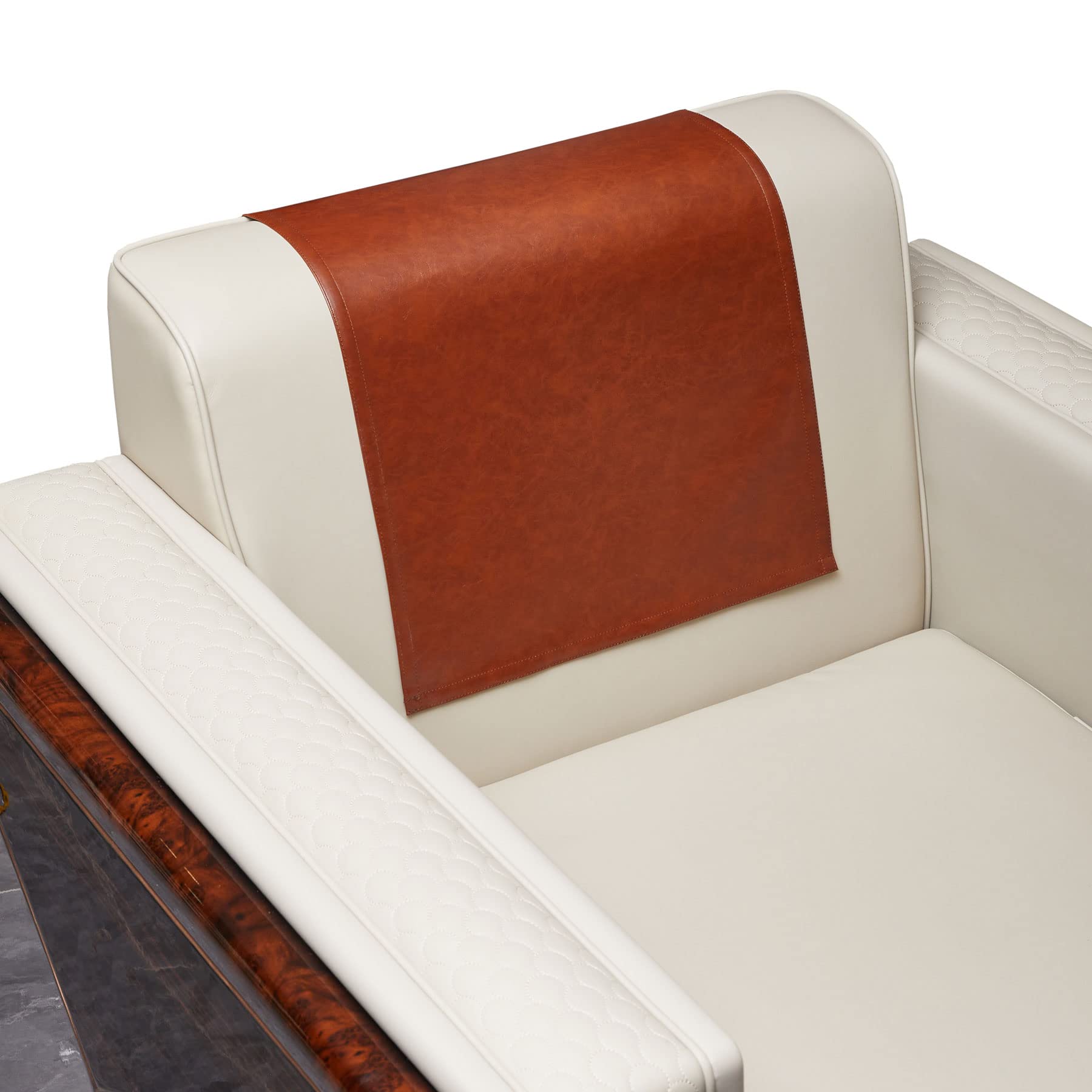 MINJIATEX Recliner Headrest Covers Protector Washable Non Slip Faux Leather Headrest Covers for Recliner Chair Waterproof Couch Headrest Covers for Sofa,Furniture,Office Chair,Theater Seat (Brown)