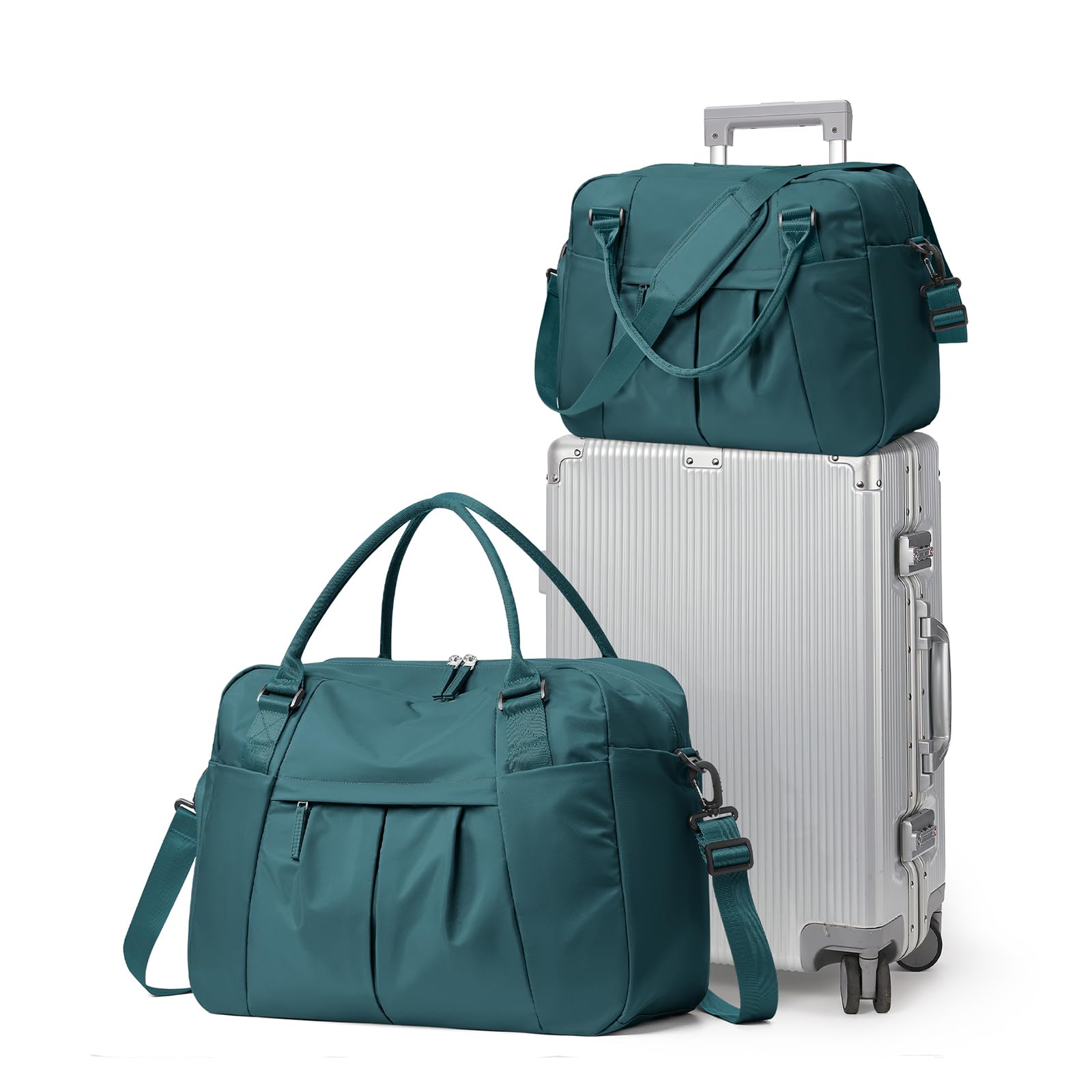 Borsone da Viaggio Donna, 45x36x20 Easyjet Bagaglio a Mano Borsa da Viaggio con Scomparto per le Scarpe, Borsa Sportiva Borsone da Palestra Grande, Borsa da Weekend,Borsa per Ospedale,K4-Pavone blu