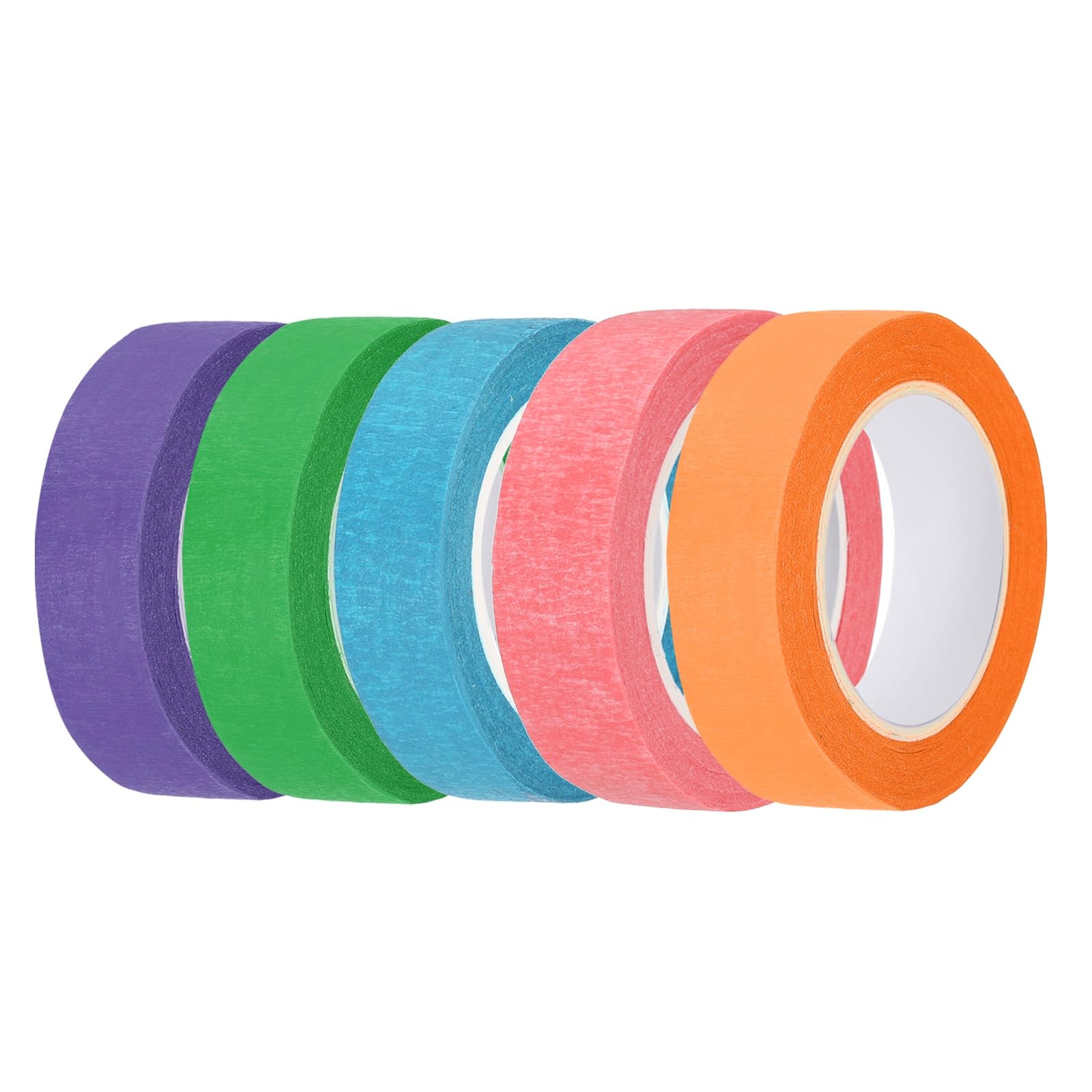 sourcing map 5pcs 15mm x 10 Meters Colored Masking Tape Universal Crepe Paper Colorful Masking Painter Tape for Art Drawing DIY Handcraft Sealing, Blue Purple Pink — image 1