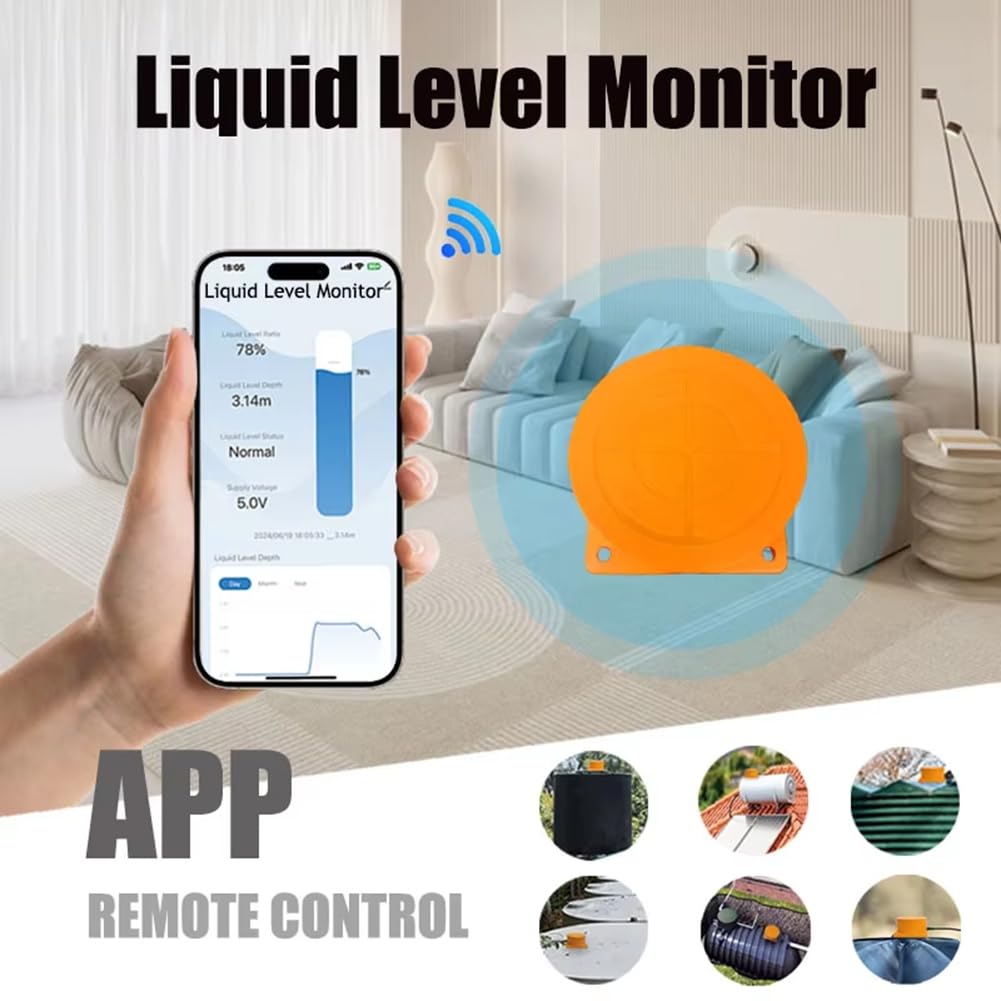 Correa Monitor di Livello Liquido Wireless WiFi Smart Home Remoto Impermeabile IP65 A Ultrasuoni Sensore di Livello Serbatoio Liquidi Acqua Olio Carburante Wireless WiFi Smart Home Remoto Spina UE