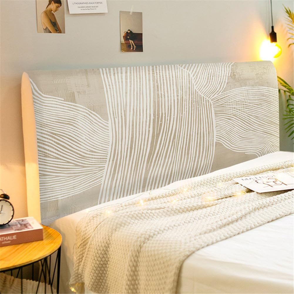 ENEN Funda Cabecero Cama Elástica Universal Cubierta para Cabecero de Cama Lavable Todo Incluido Cubre Protectora de Cabeceros para Cama Doble Bed (150cm,lineas Simples 4)