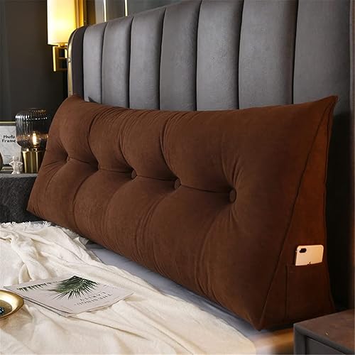 Almohada triangular grande para cabecero, almohada de lectura para sentarse en la cama, respaldo y posicionamiento, cojín de cuña, marrón,