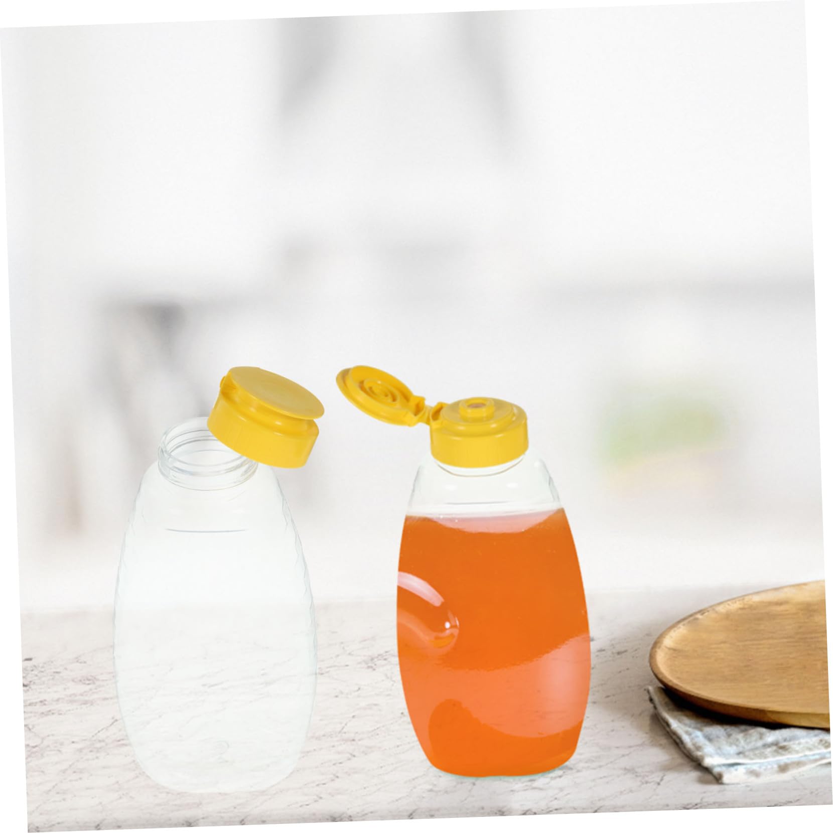 Ciieeo Honey Jar Lids 6pcs Plastic Squeeze Bottles Honey Containers for Refill Honey Holder Food Storage Canister