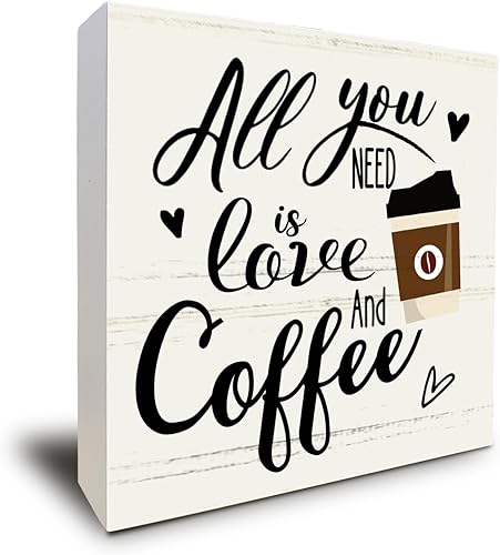 Miniatura 7 de Decoración de barra de café de Navidad, letrero de caja de madera para café y té, letrero de pared de cocina con tazas grandes