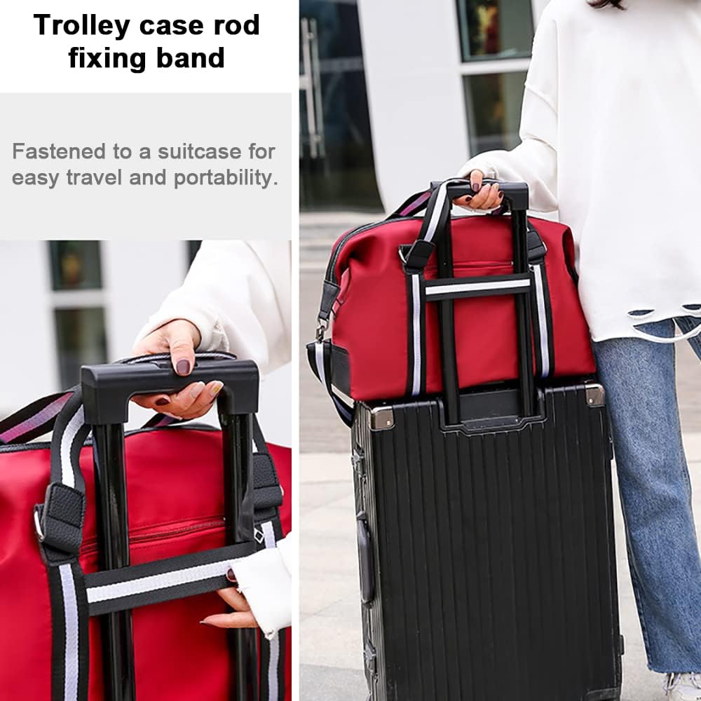 Vllcsla Sac De Voyage Avec Poche Humide Pour Femme, Sac De Sport Imperméable à L'Eau De Grande Capacité Avec Bandoulière Détachable, Grand Sac De Week-End Femme Sac De Bagage à Main (Noir