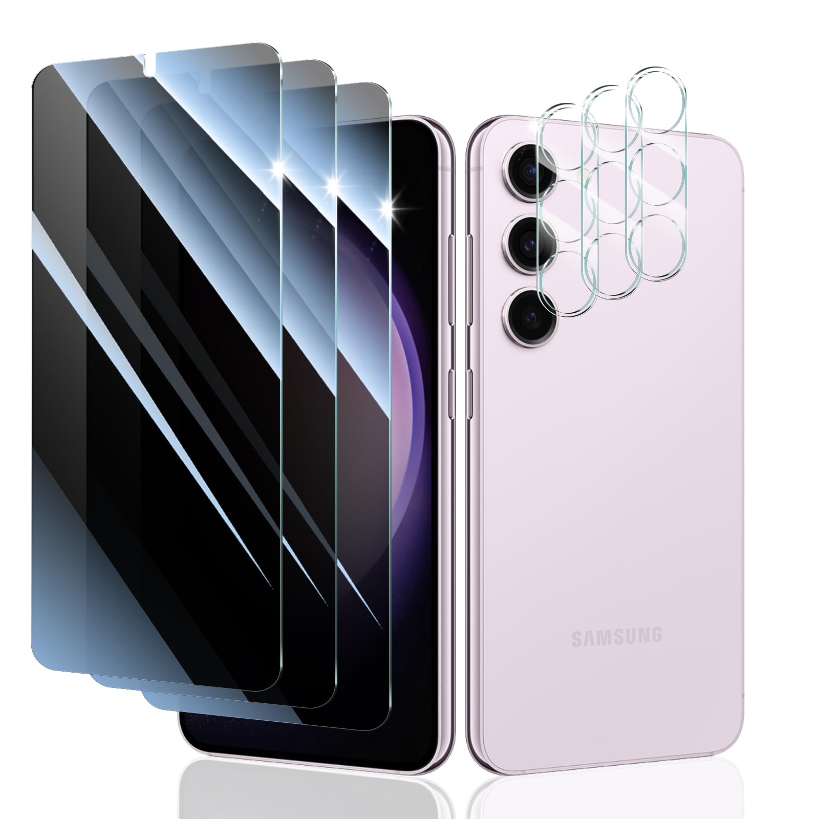 Fynorao Privacy Screen Protector and Camera Lens Protector for Samsung Galaxy S23, Double Shatterproof Anti-Spy Tempered Glass Film, Private
