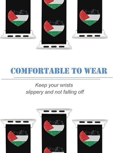 Miniatura 5 de Correa de silicona con bandera de corazón retro de Palestina compatible con IWatch Watch de 1.496 pulgadas, 1.575 pulgadas, 1.654 pulgadas, 1.7,