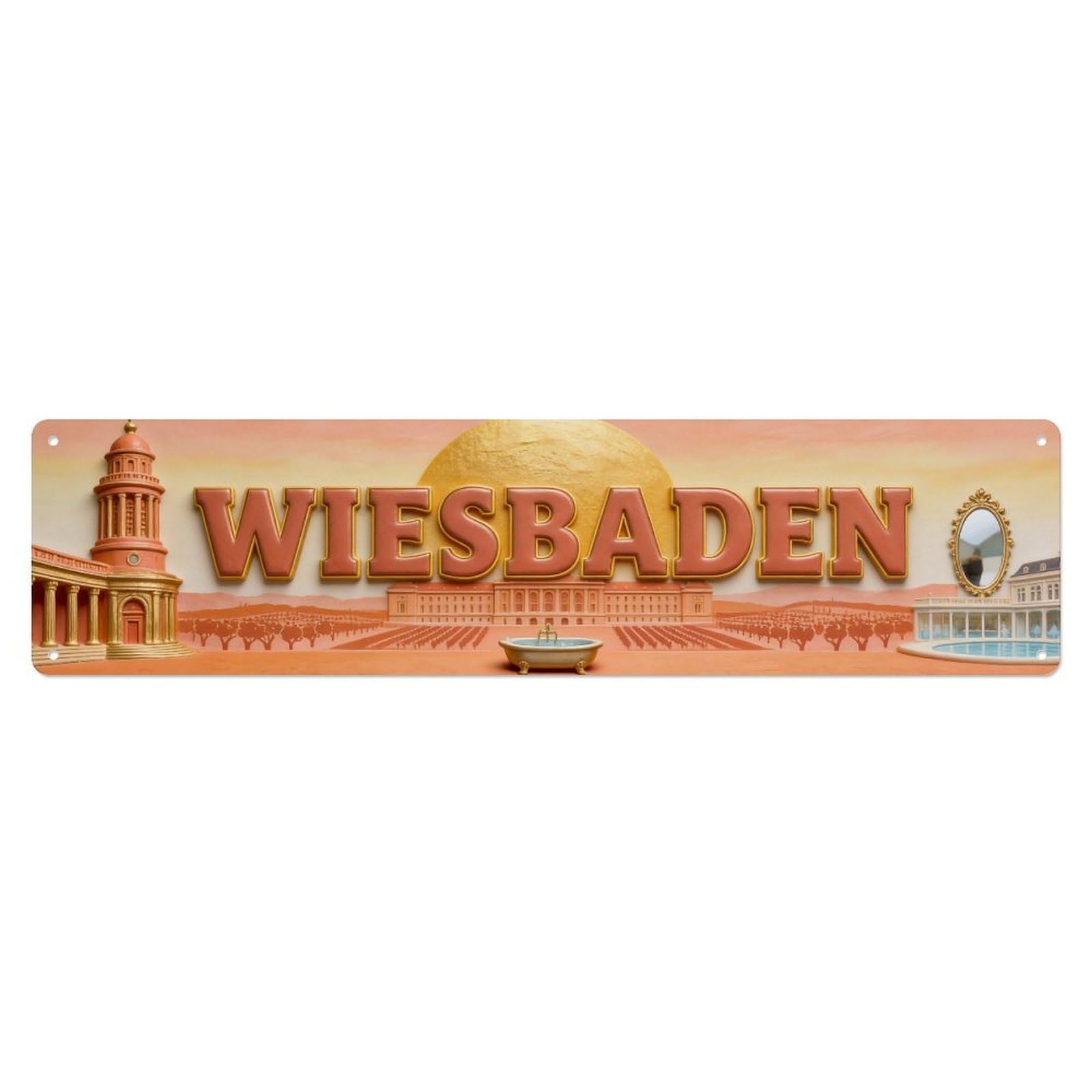 Metal Tin Sign Wiesbaden Germany Vintage