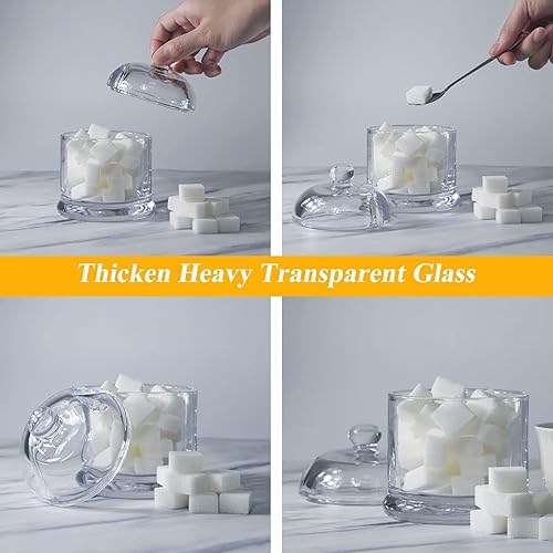 Miniatura 6 de Kitchenexus Azucarero de cristal, recipiente transparente con tapa y cuchara, dispensador de condimentos de 9.4 onzas, caja de azúcar con cubierta