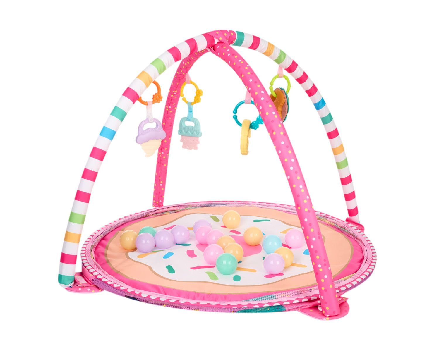 Kikka boo Spielbogen 30 Bälle Krabbeldecke Bällebad abnehmbare Spielzeuge, Farbe:rosa pink